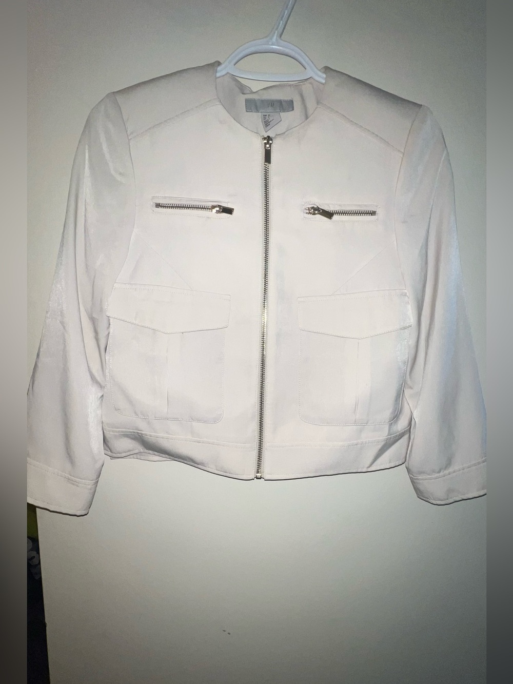 Women's White Zip Front Utility Jacket